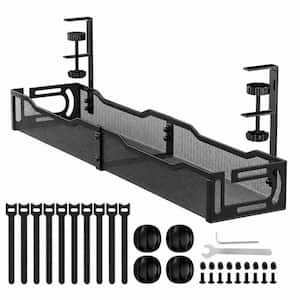25 in. Metal Cord Organizer with Clamp, Cable Organizer for Home and Office, Black