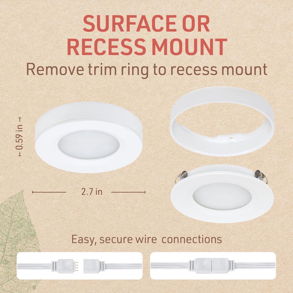 White Multicolor LED Puck Light Kit with Remote, 3-Pack