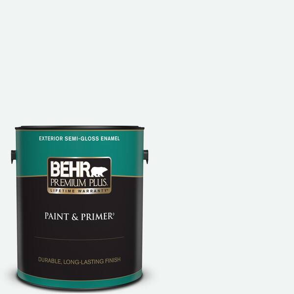 BEHR PREMIUM PLUS 1 gal. #BL-W09 Bakery Box Semi-Gloss Enamel Exterior Paint & Primer