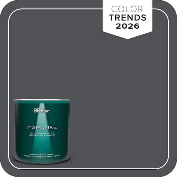 BEHR MARQUEE 1 qt. #PPU18-01 Cracked Pepper One-Coat Hide Semi-Gloss Enamel Interior Paint & Primer