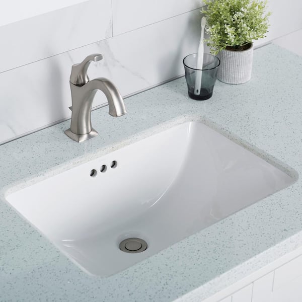 KRAUS Elavo 20.6 in. Rectangular Undermount Bathroom Sink in White Vitreous China with Overflow