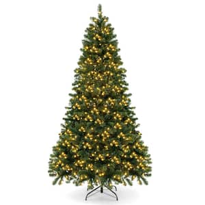 7 ft. Pre-Lit LED Dense PVC Hinged Christmas Tree Spruce with 700-Lights and Stand