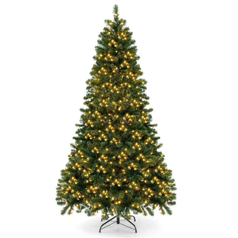 7-Foot Green PVC Christmas Tree with Warm White LED Lights