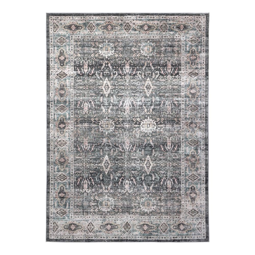 Machine Washable 6 ft. x 9 ft. Paisley Twilight Ash Kitchen/Bedroom/Living Room Indoor Area Rug price history on PriceWatchPro