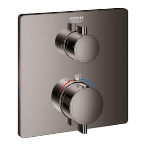 Grohtherm Single Function Thermostatic Square 2-Handle Trim Kit in Hard Graphite (Valve Not Included)