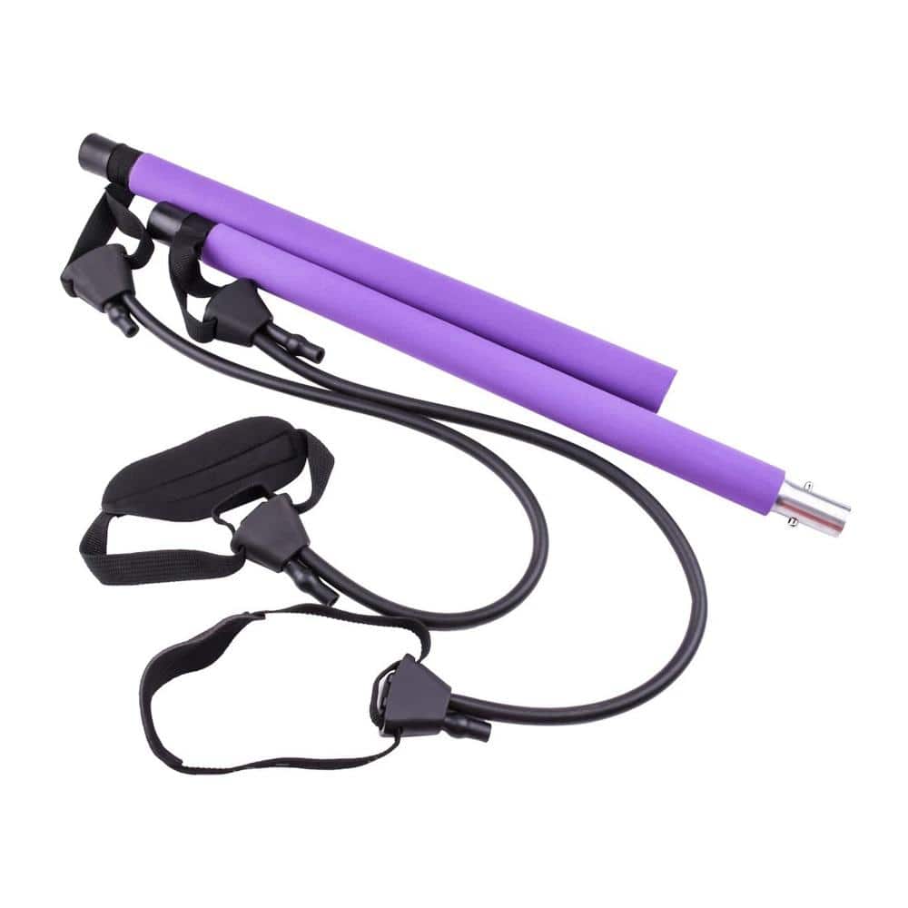 Multifunctional Resistance Band Bar Pilates Bar in Purple, Home Fitness Wor