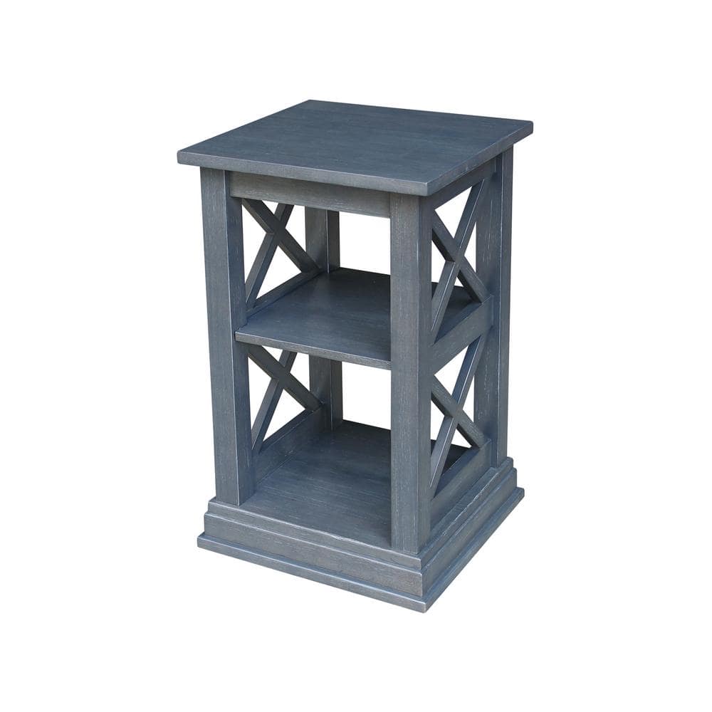 Heather Gray Solid Parawood Hampton Accent Table with Shelves