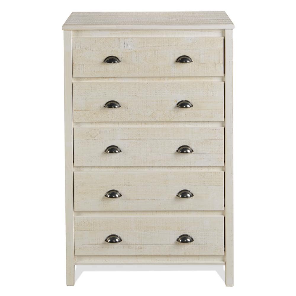 Baja Rustic White Pine 5-Drawer Dresser with Sophisticated Charm