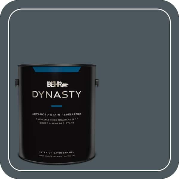 BEHR DYNASTY 1 gal. #N470-7 Submarine Gray One-Coat Hide Satin Enamel Interior Stain-Blocking Paint & Primer