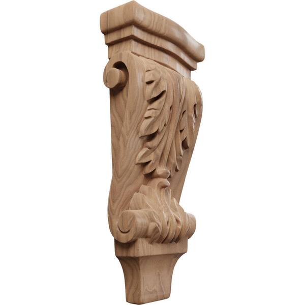 Ekena Millwork 1-3/4 in. x 4-3/4 in. x 10 in. Unfinished Wood Mahogany Small Acanthus Pilaster Corbel