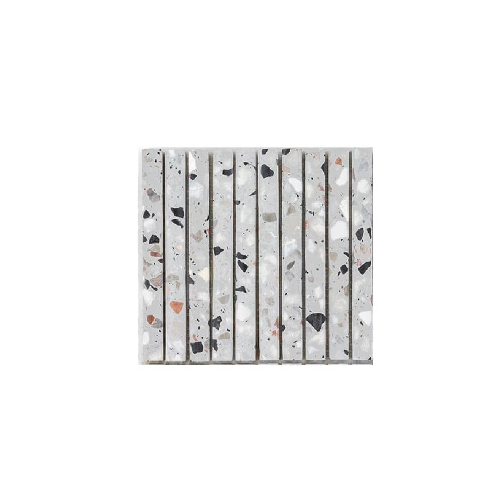Take Home Tile Sample - Desert Flutes Grey 4 in. x 4 in. Honed Terrazzo Mosaic Wall Tile price history on PriceWatchPro