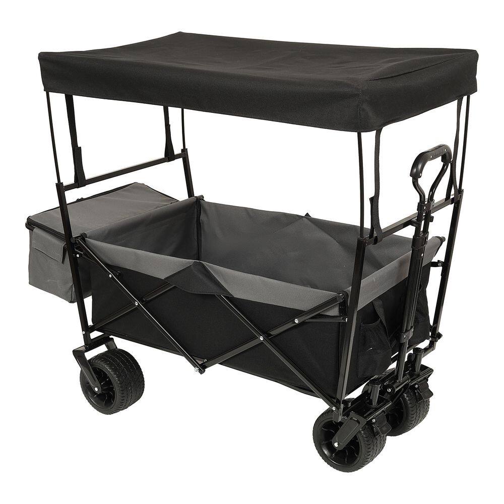 23 cu. ft. Steel Garden Cart, 480 lbs. Collapsible Wagon with Canopy and Mosquito Net for Camping, Shopping in Black price history on PriceWatchPro