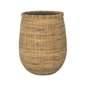 23.6 in H Round Bamboo Cement/Bamboo Indoor/Outdoor Pablo Extra Large Planter, Plant Pots, Flower Pots, Plant Decor