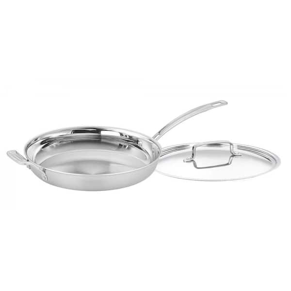 Cuisinart MultiClad Pro 12 in. Stainless Skillet with Helper Handle and Cover