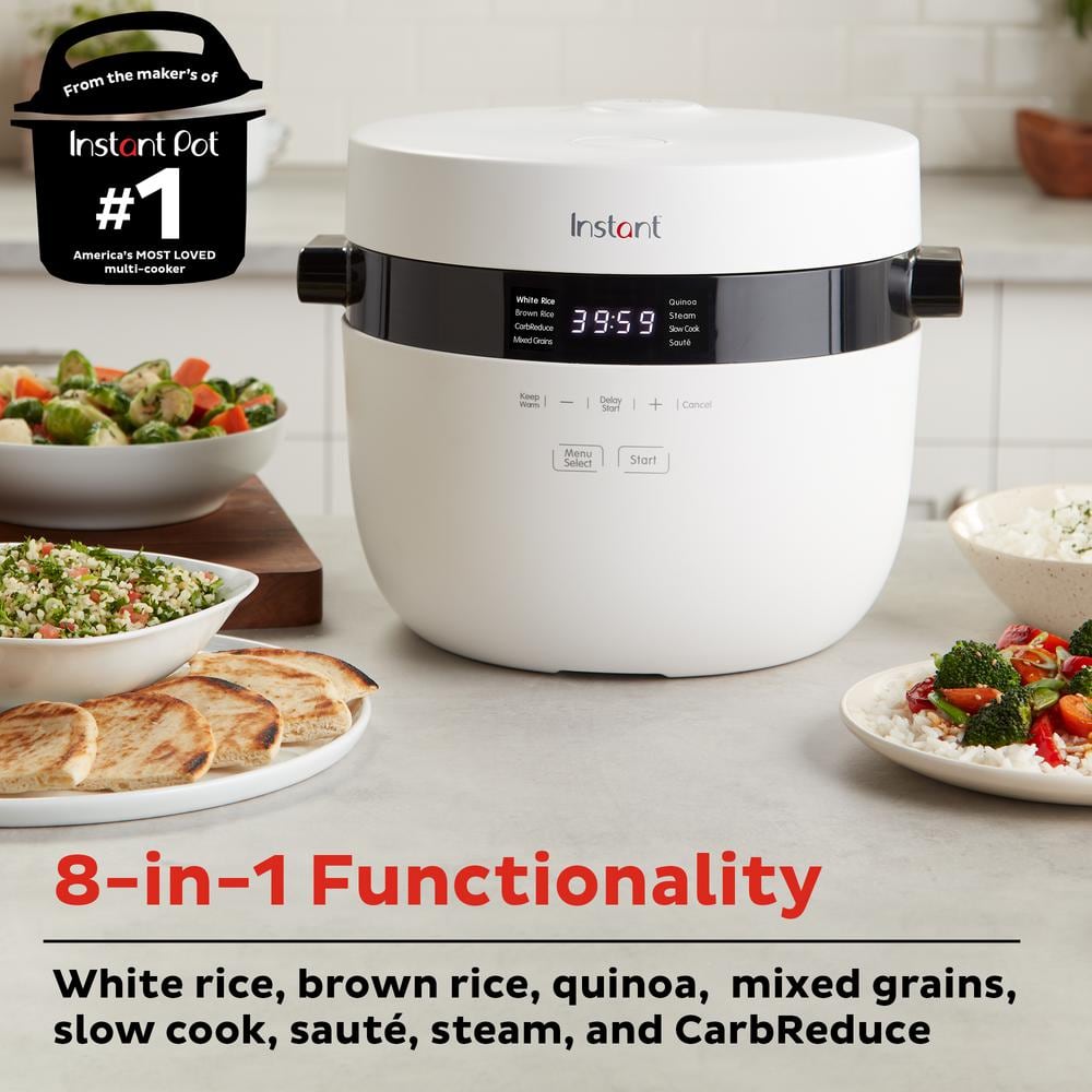 20-Cup White Electric Multi-Grain Rice Cooker with Steamer
