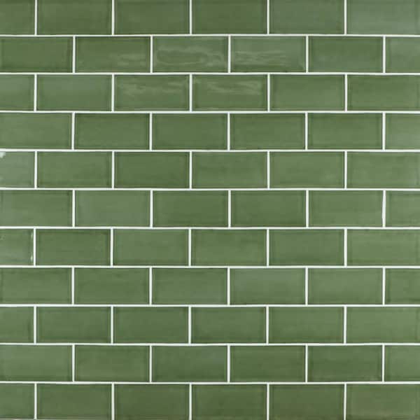 Ivy Hill Tile Delphi Capri Green 4.33 in. x 8.66 in. Polished Glass Subway Wall Tile (6.24 Sq. Ft./Case)