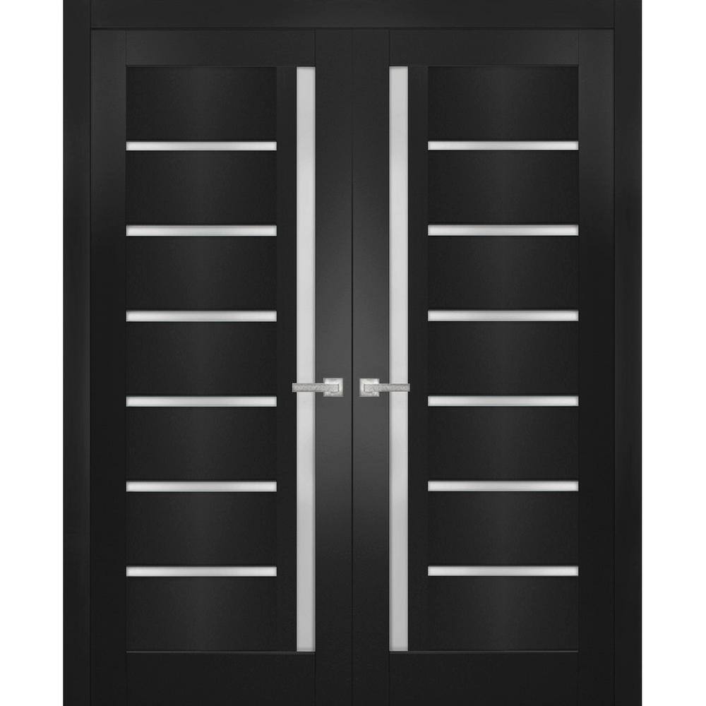 84 in. x 80 in. 2 Panel Black Matte Finished Solid MDF Sliding Door with Hardware price history on PriceWatchPro