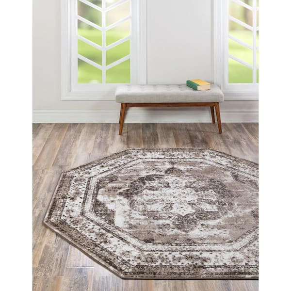 Sofia Salle Garnier Light Brown 7 ft. 10 in. x 7 ft. 10 in. Area Rug