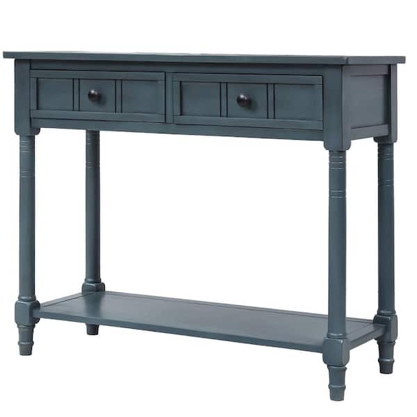 36 In Navy Blue Rectangle Wood Console, 36 Inch Wide Black Console Table