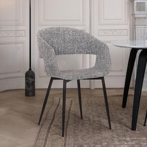 Jocelyn Contemporary Dining Chair in Black Metal Finish and Grey Fabric