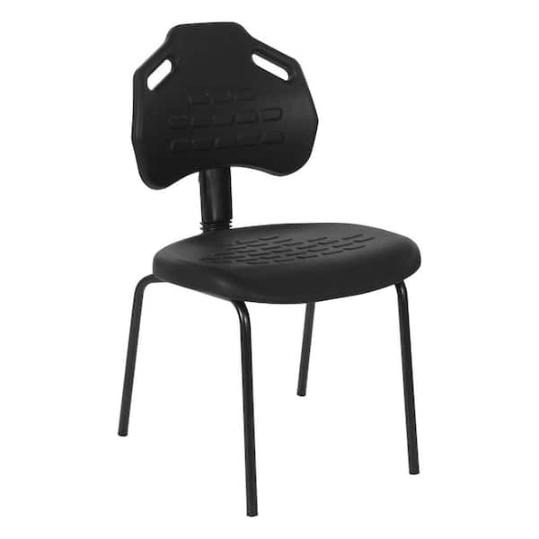Black Urethane Armless Guest Chair in Black Finish Frame