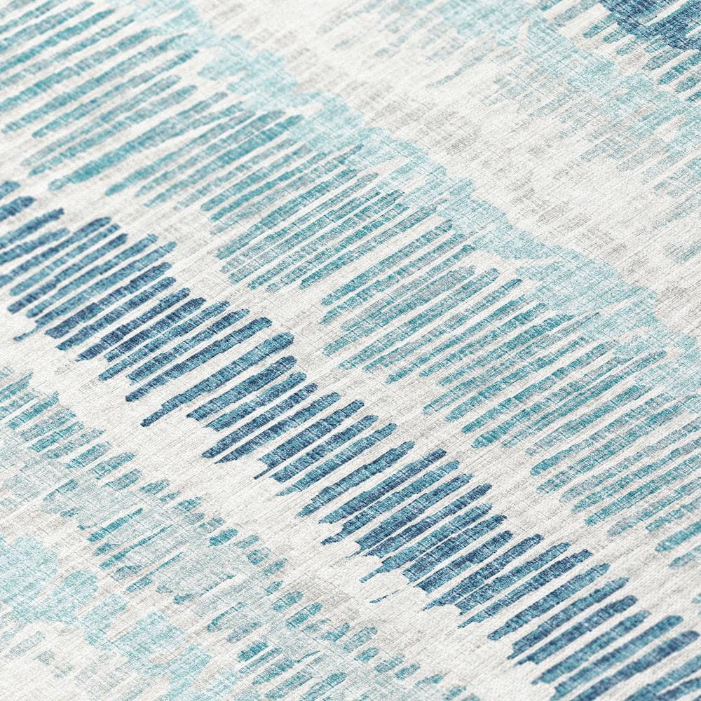 Blue Chenille Flat Woven Non-Slip Rectangular Rug 3' x 5'