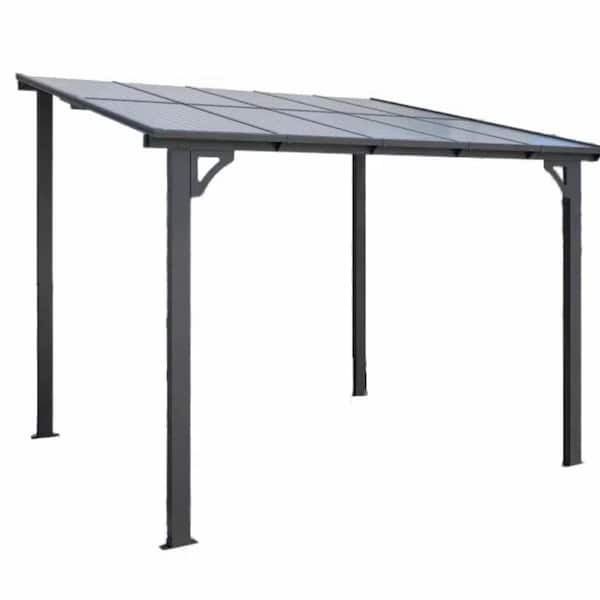 AECOJOY 10 ft. x 8 ft. Dark Gray Aluminum Patio Cover