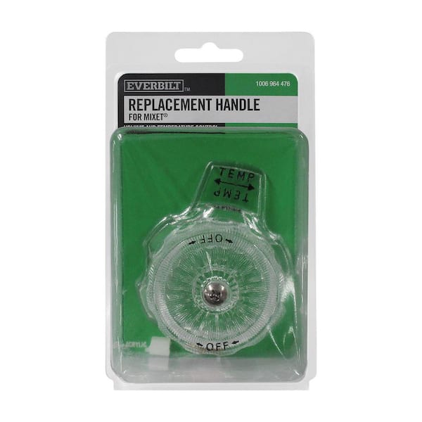 Single Lever Replacement Shower Faucet Knob in Clear Acrylic with Chrome Detail for Mixet