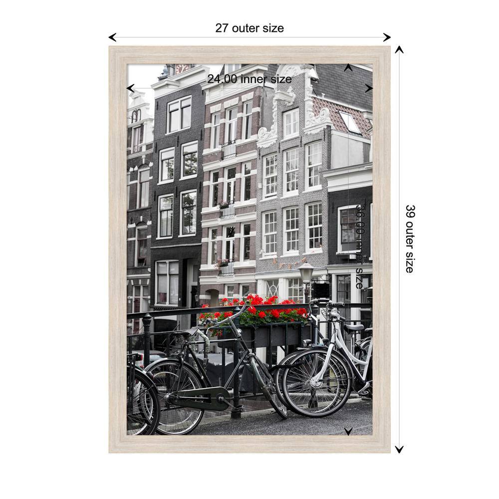 Hardwood Whitewash Narrow Wood Picture Frame 24x36 Inches