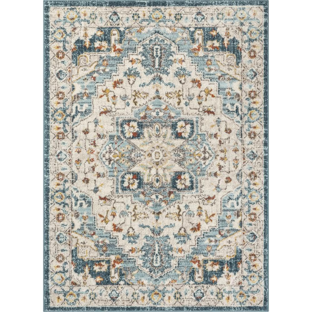 Well Woven Mystic Stella Blue Modern Vintage Medallion 7 ft. 10 in. x 9 ft.  10 in. Area Rug MC-394-7 - The Home Depot
