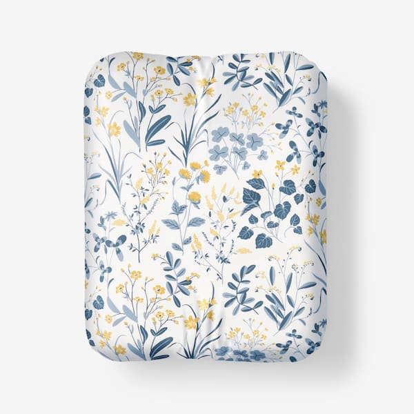 The Company Store Legends Hotel Palmeros Floral Wrinkle-Free White Multi Sateen Twin Fitted Sheet