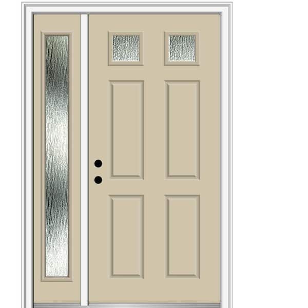MMI Door 50 in. x 80 in. Right-Hand/Inswing Rain Glass Wicker Fiberglass Prehung Front Door on 4-9/16 in. Frame