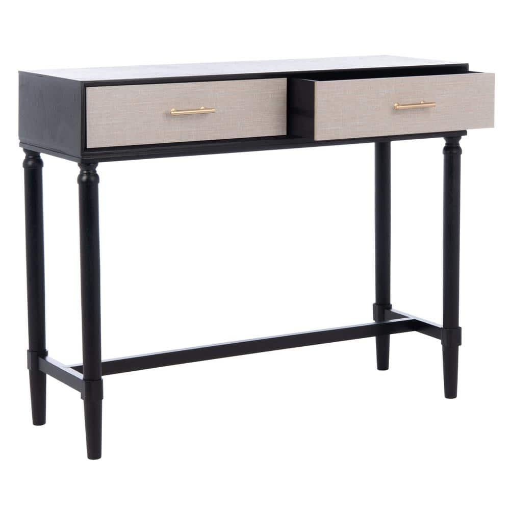 Estella Black and Beige 2-Drawer Console Table