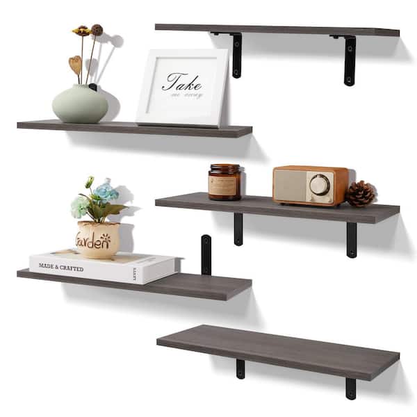 Unbranded 16.5 in. W x 5.9 in. D Floating Shelves for Wall Decor Storage Wall Mounted Shelves Set of 5 Decorative Wall Shelf