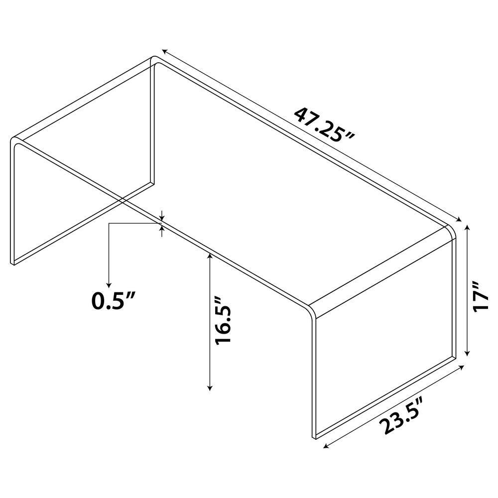 Clear Rectangular Acrylic and Glass Modern Coffee Table 47"