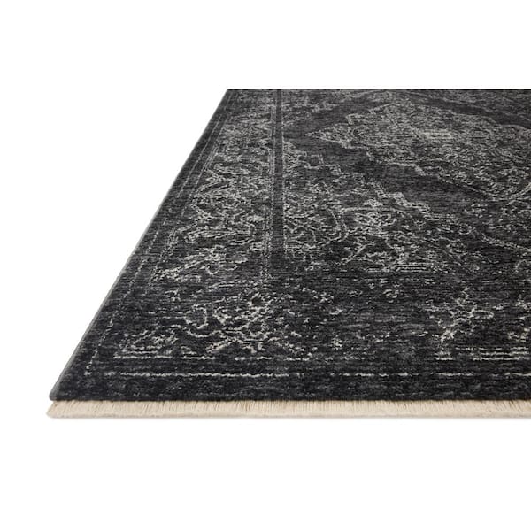 Vance Black/Dove 2 ft. 7 in. x 12 ft. Traditional Fringed Runner Area Rug