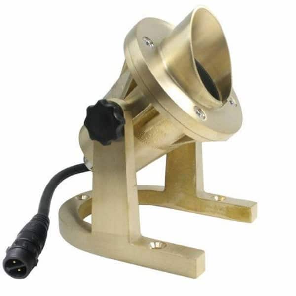AQLIGHTING 12v Brass Hardwired Outdoor Weather Resistant Spotlight with LED Cool White Underwater Light (3pcs)