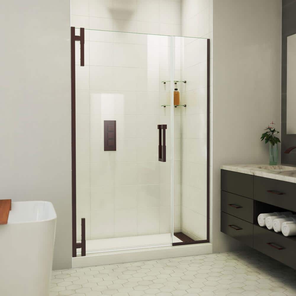 Ascend Frameless Pivot Shower Door in Oil Rubbed Bronze, 72 x 47.5 inches
