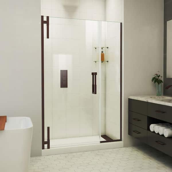 DreamLine Ascend 47.5 in. W x 72 in. H Pivot Frameless Shower Door in Oil Rubbed Bronze
