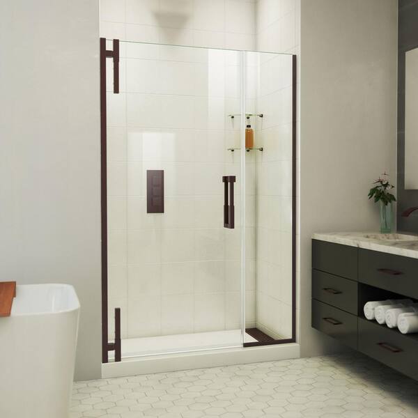 DreamLine Ascend 49 in. W x 72 in. H Pivot Frameless Shower Door in Oil Rubbed Bronze