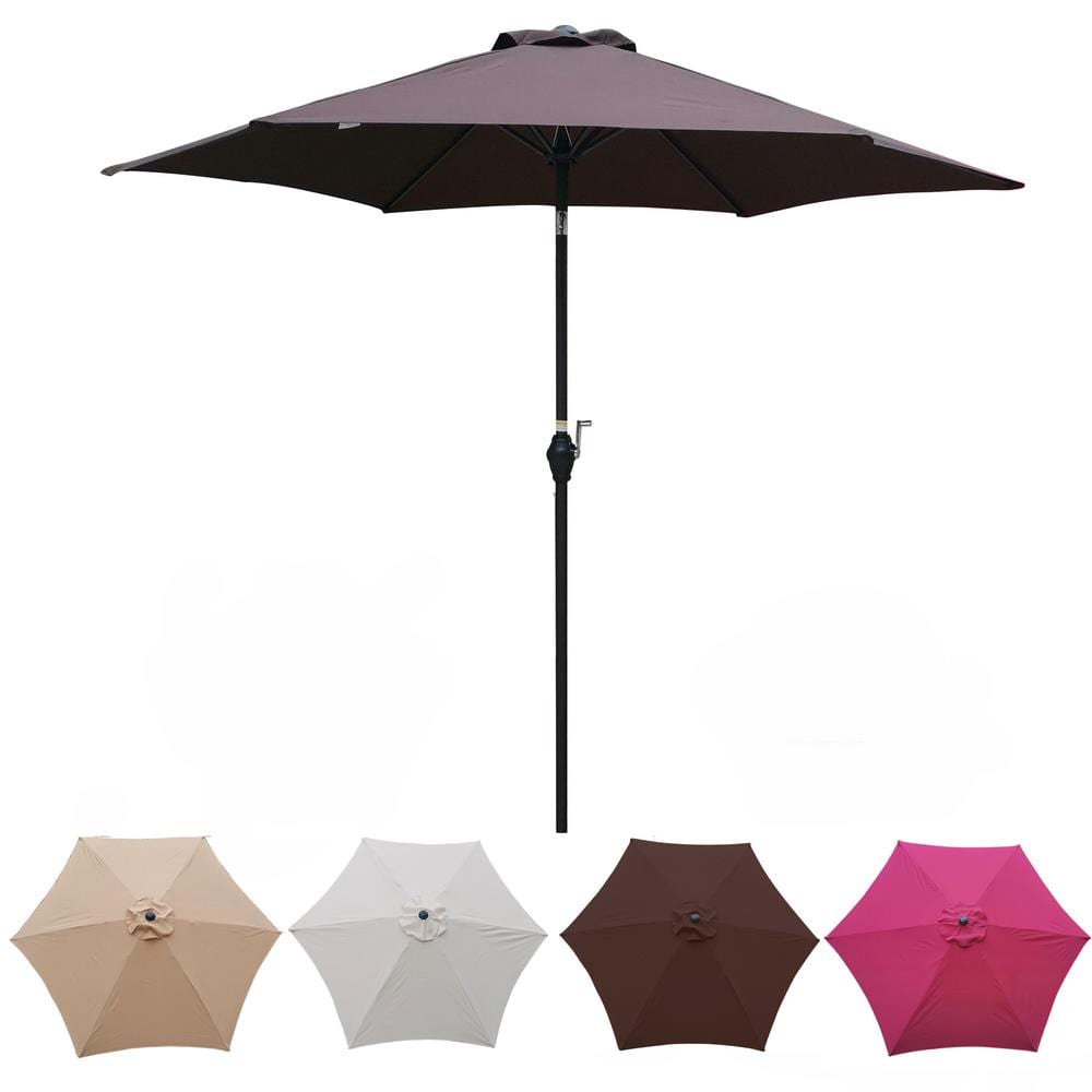 9 ft. Steel Market Crank and Tilt Patio Umbrella in Chocolate
