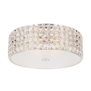 14 in. 5-Light Chrome Flush Mount with Glass Accents