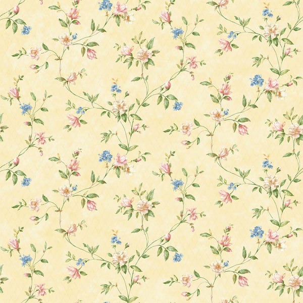 The Wallpaper Company 8 in. x 10 in. Pastel Romantic Floral Trail Wallpaper Sample