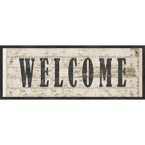 Welcome Wood Sign Framed Giclee Typography Art Print 42 in. x 16 in.