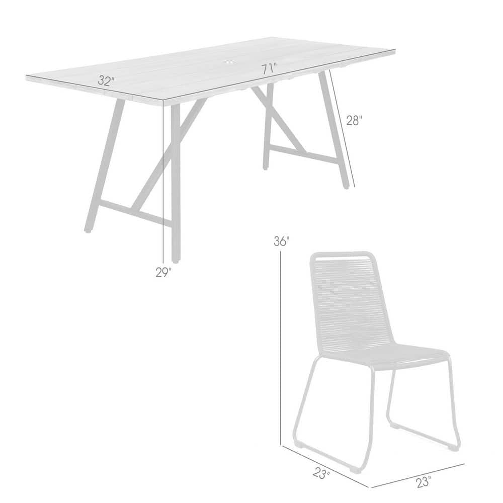 Dark Eucalyptus and Black Metal 4-Person Outdoor Dining Set with Cushions