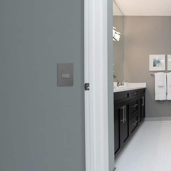 adorne Paddle 15 Amp Single Pole/3-Way Decorator Switch with Wall Plate with Microban, Magnesium