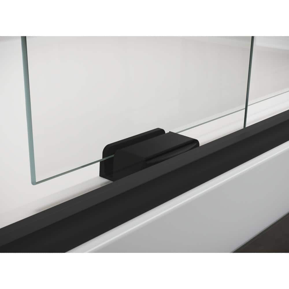 Levity Matte Black Frameless Sliding Shower Door with Frosted Glass
