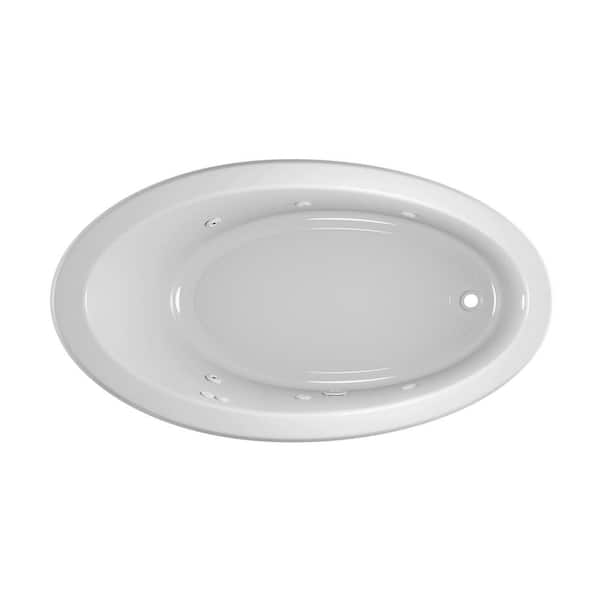 JACUZZI Signature 66 in. x 38 in. Oval Whirlpool Bathtub with Right Drain in White