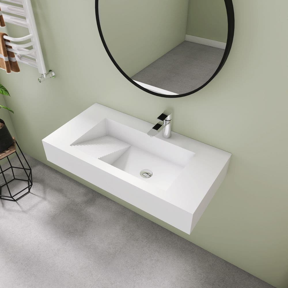 SJ STAR&JANE 36 in. x 18 in. Wall Mount Rectangle Vessel Sink with