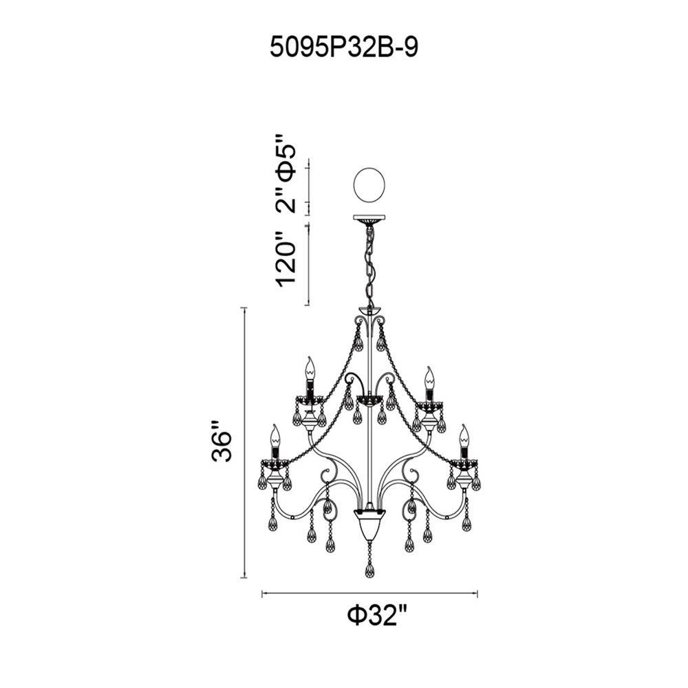 Keen 9-Light Black Crystal Candelabra Chandelier